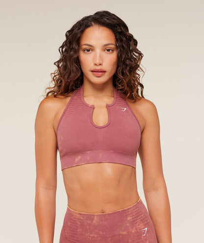 Women's Gymshark Steel Seamless Halter Neck Bra Gs Reset Pink