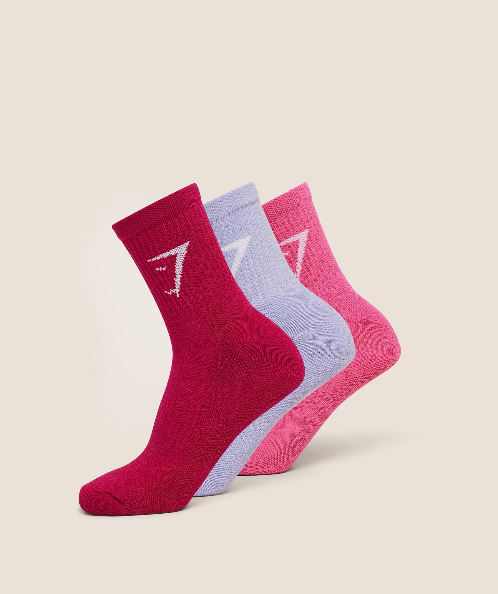 Women's Gymshark Midi 3Pk Socks Build Pink