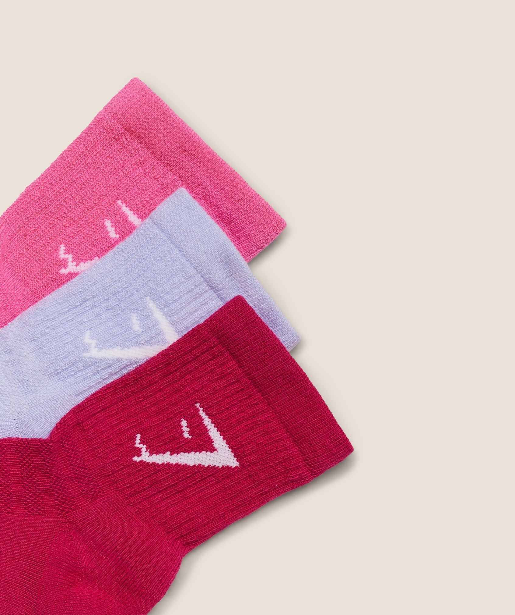Women's Gymshark Midi 3Pk Socks Build Pink