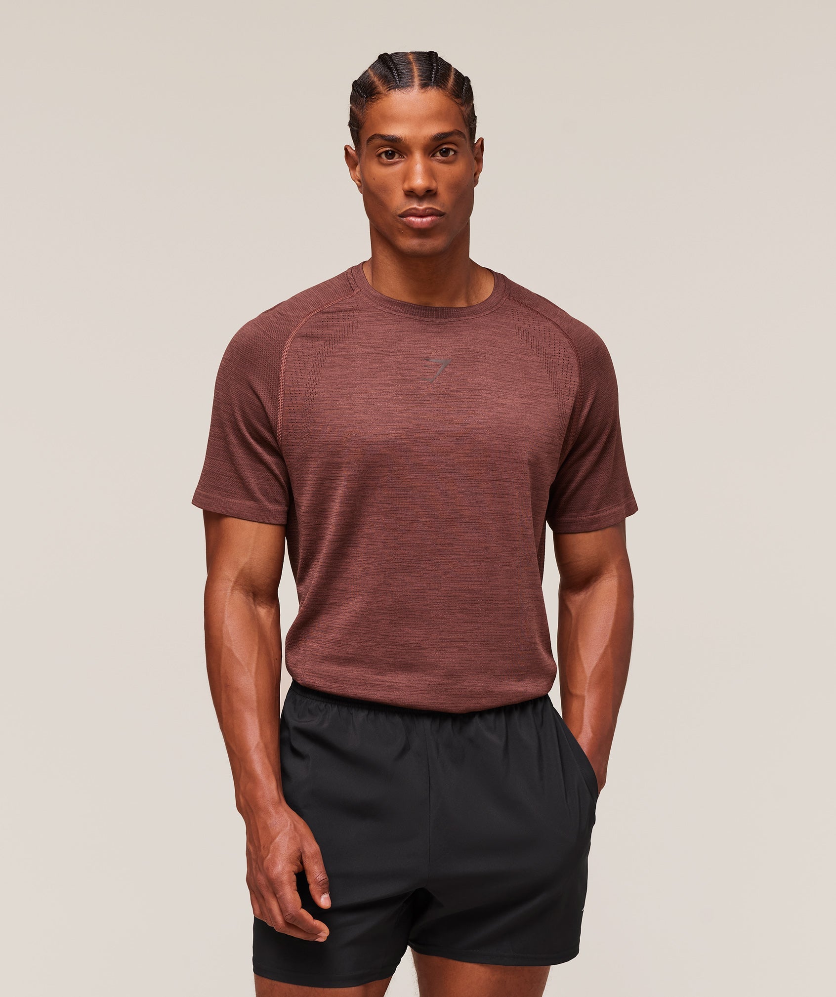 Gymshark Versatile Seamless T-Shirt Rust Brown