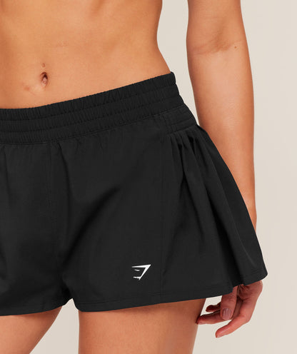 Women's Gymshark Flutter Woven Shorts Gs Black