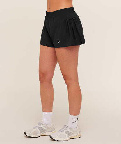 Women's Gymshark Flutter Woven Shorts Gs Black