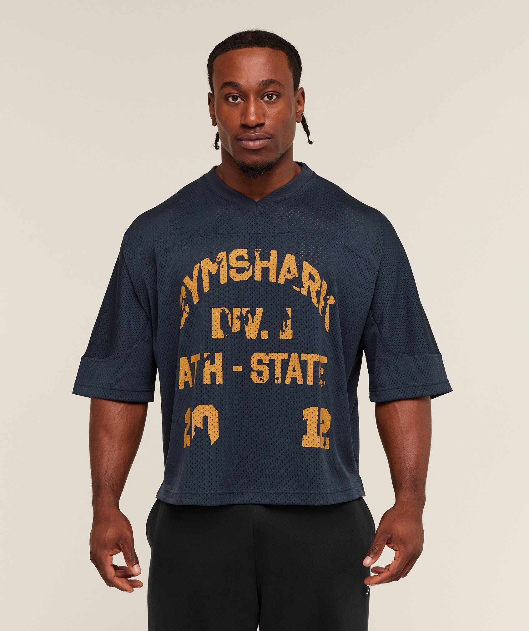 Gymshark Graphic Mesh Oversized T-Shirt Heavy Blue