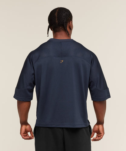 Gymshark Graphic Mesh Oversized T-Shirt Heavy Blue