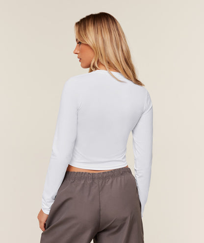 Women's Gymshark Training Midi Long Sleeve Top Gs White