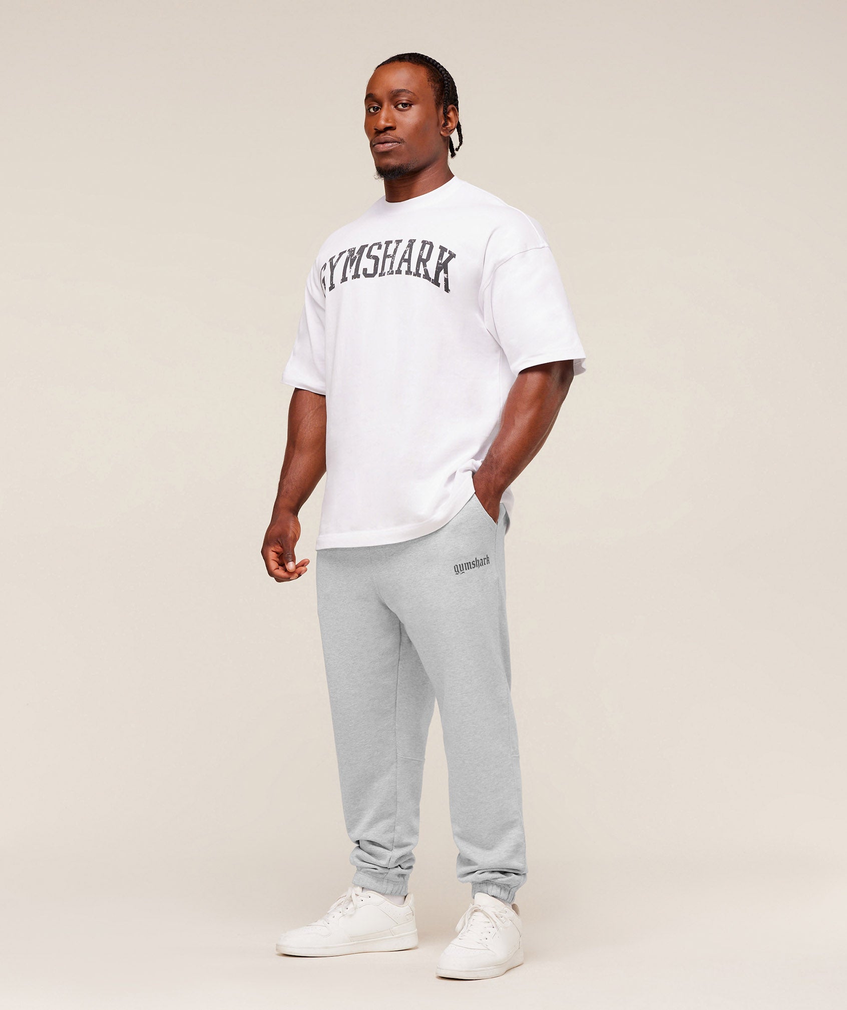 Gymshark Olde English Joggers Soft Grey Marl