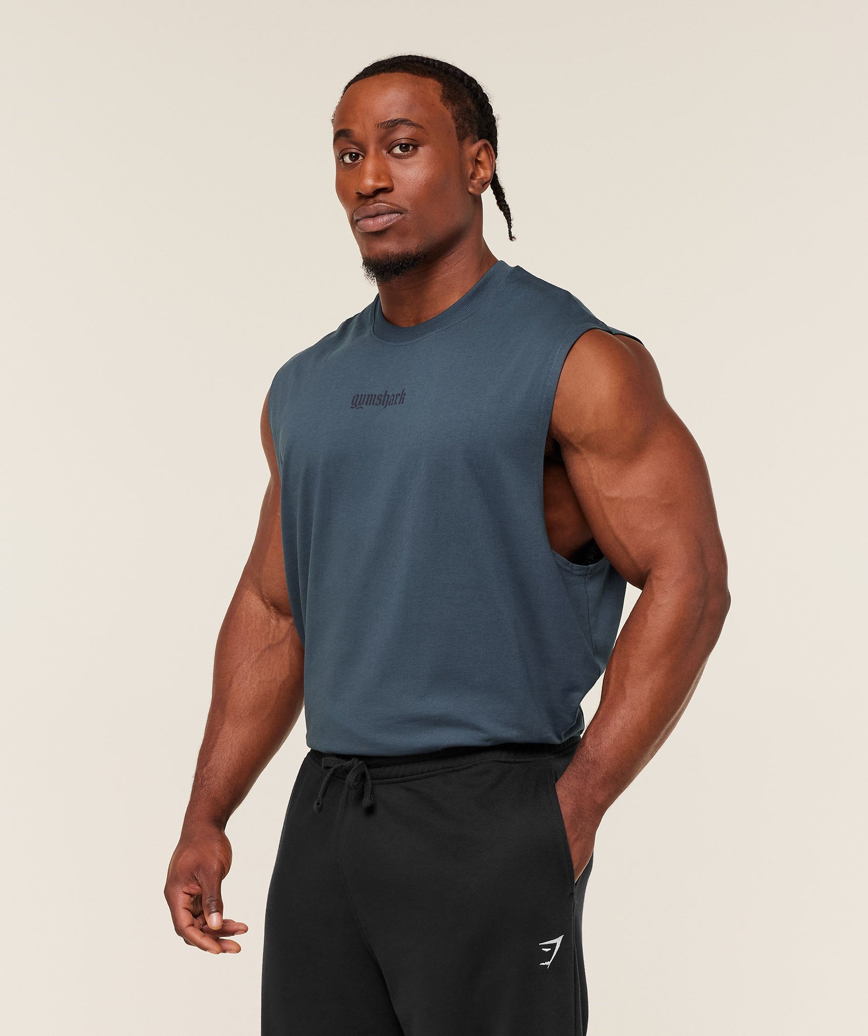 Gymshark Olde English Tank Gs Stealth Blue
