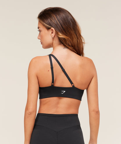 Women's Gymshark One Shoulder Sports Bra Black