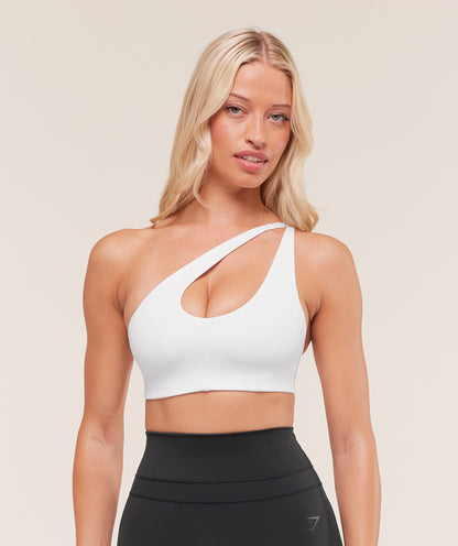 Women's Gymshark One Shoulder Sports Bra White