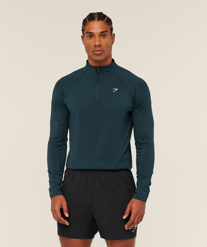 Gymshark Performance 1/4 Zip Deep Petrol Blue