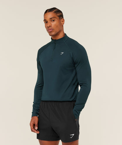 Gymshark Performance 1/4 Zip Deep Petrol Blue