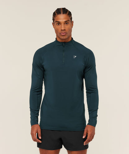 Gymshark Performance 1/4 Zip Deep Petrol Blue