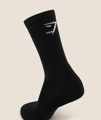 Women's Gymshark Performance Crew Socks 3Pk Gs Black
