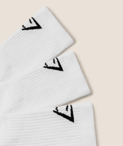 Women's Gymshark Performance Crew Socks 3Pk Gs White