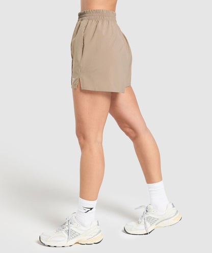 Women's Gymshark Pintuck Shorts Lifestyle Brown