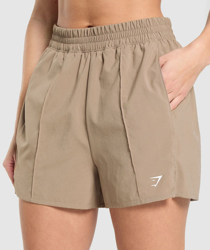 Women's Gymshark Pintuck Shorts Lifestyle Brown