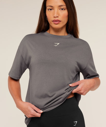 Women's Gymshark Power Oversized T-Shirt Cool Brown
