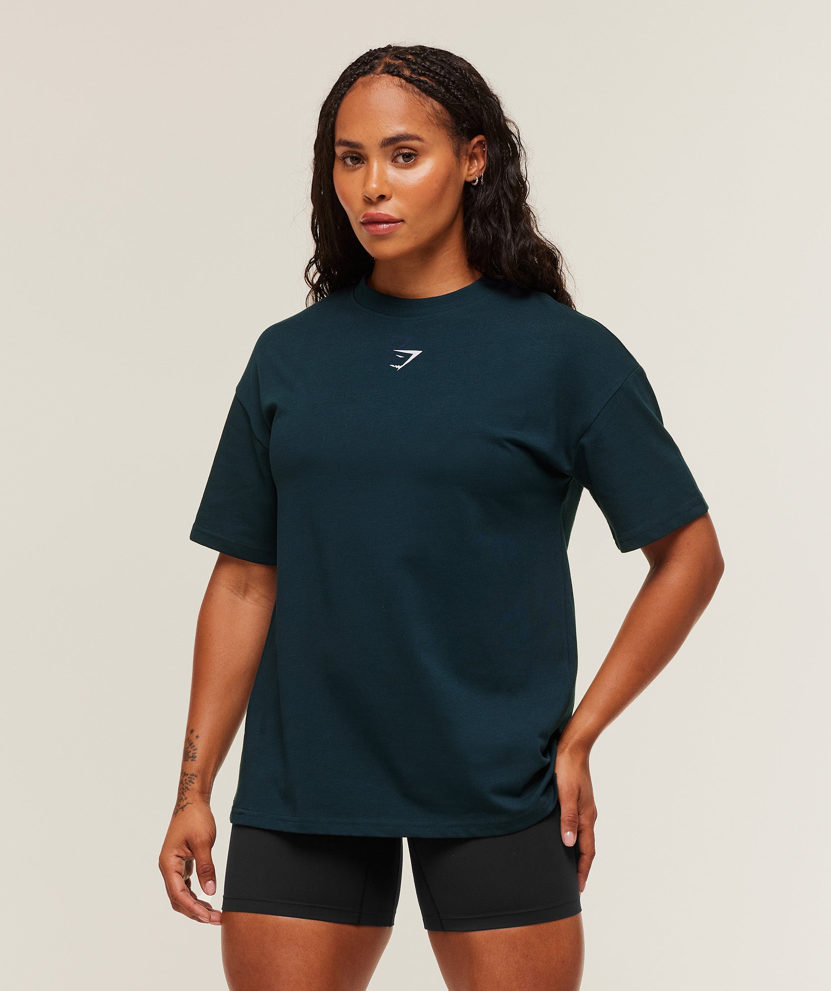 Women's Gymshark Power Oversized T-Shirt Deep Petrol Blue