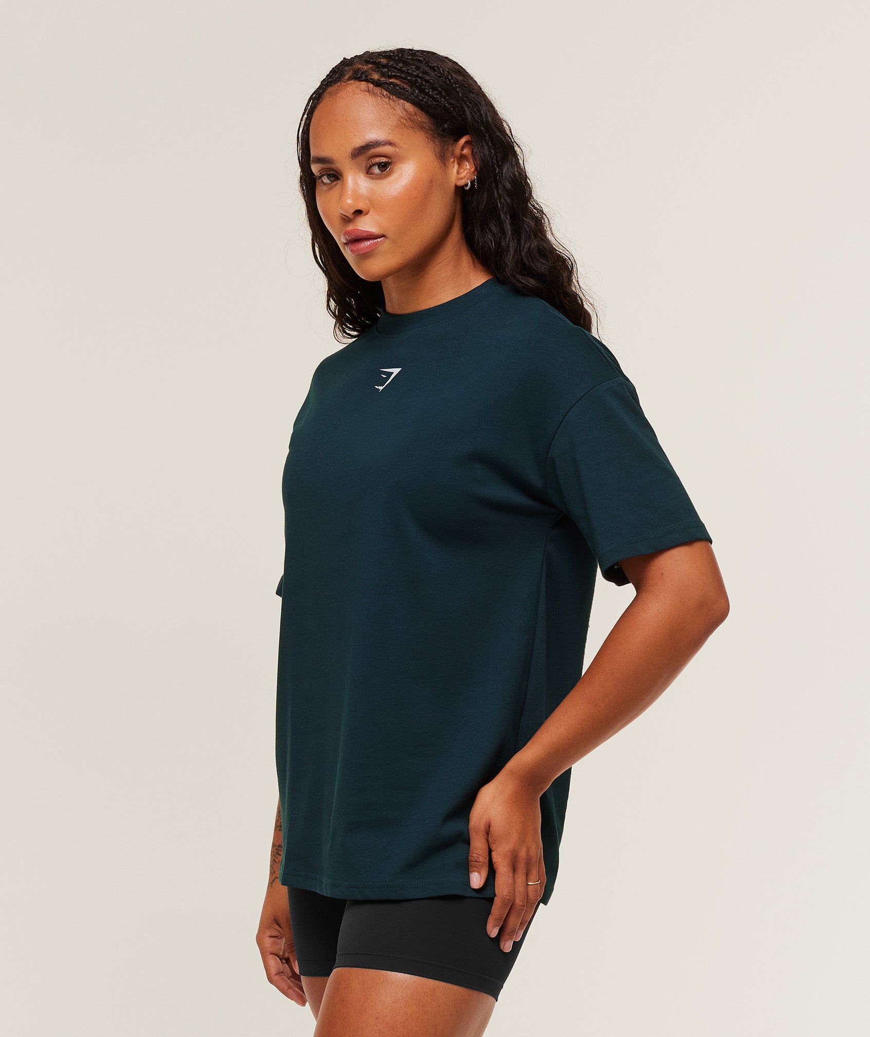 Women's Gymshark Power Oversized T-Shirt Deep Petrol Blue