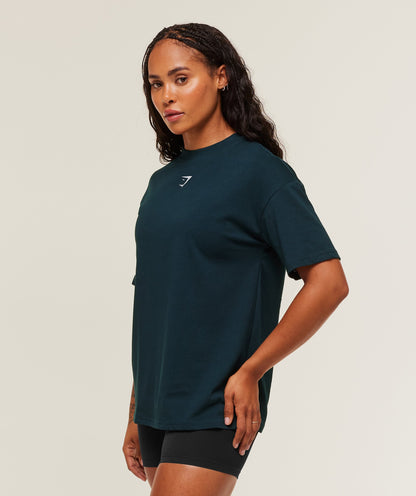 Women's Gymshark Power Oversized T-Shirt Deep Petrol Blue