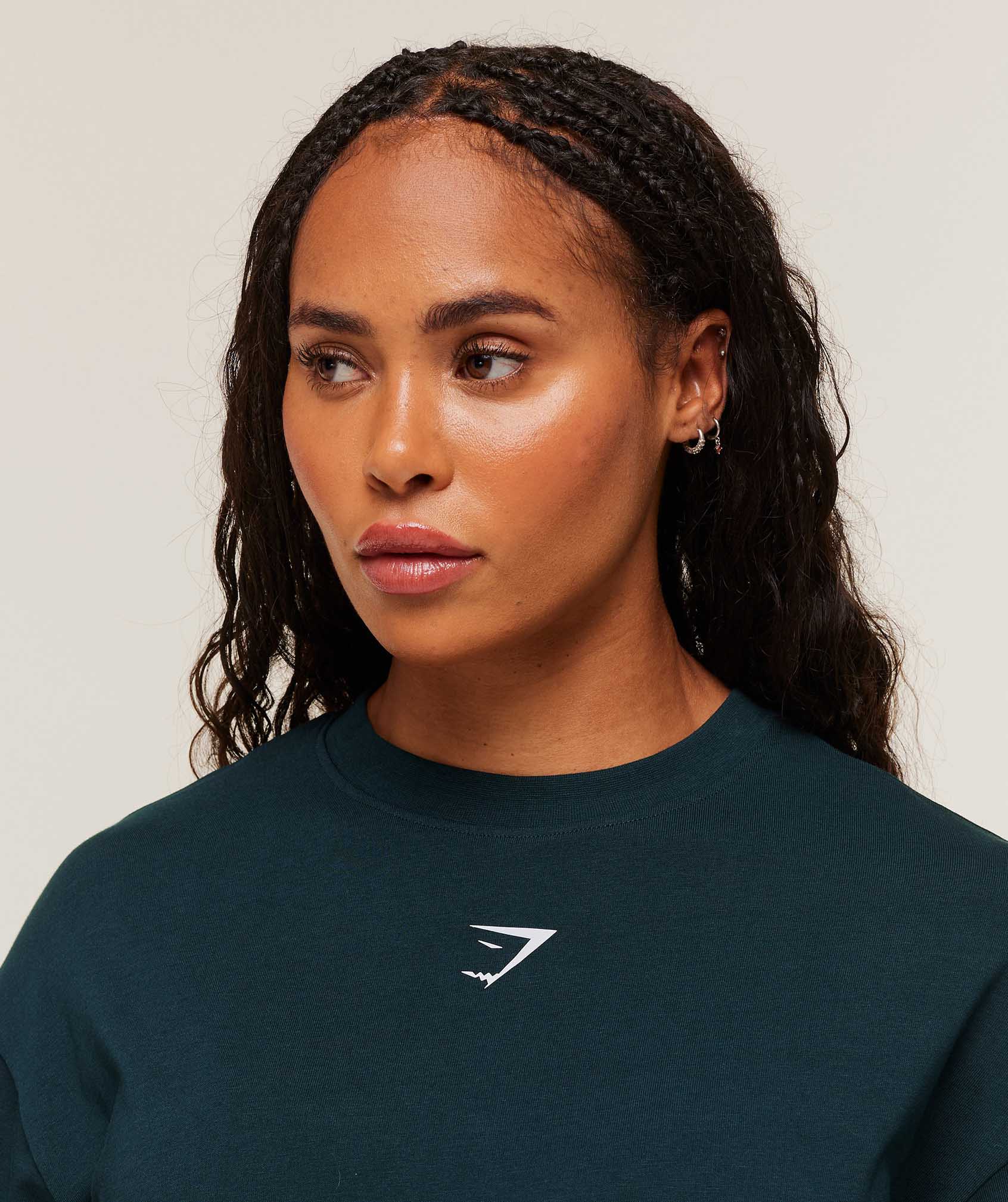 Women's Gymshark Power Oversized T-Shirt Deep Petrol Blue