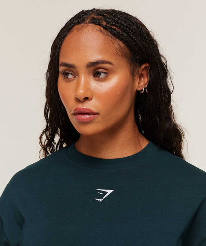 Women's Gymshark Power Oversized T-Shirt Deep Petrol Blue