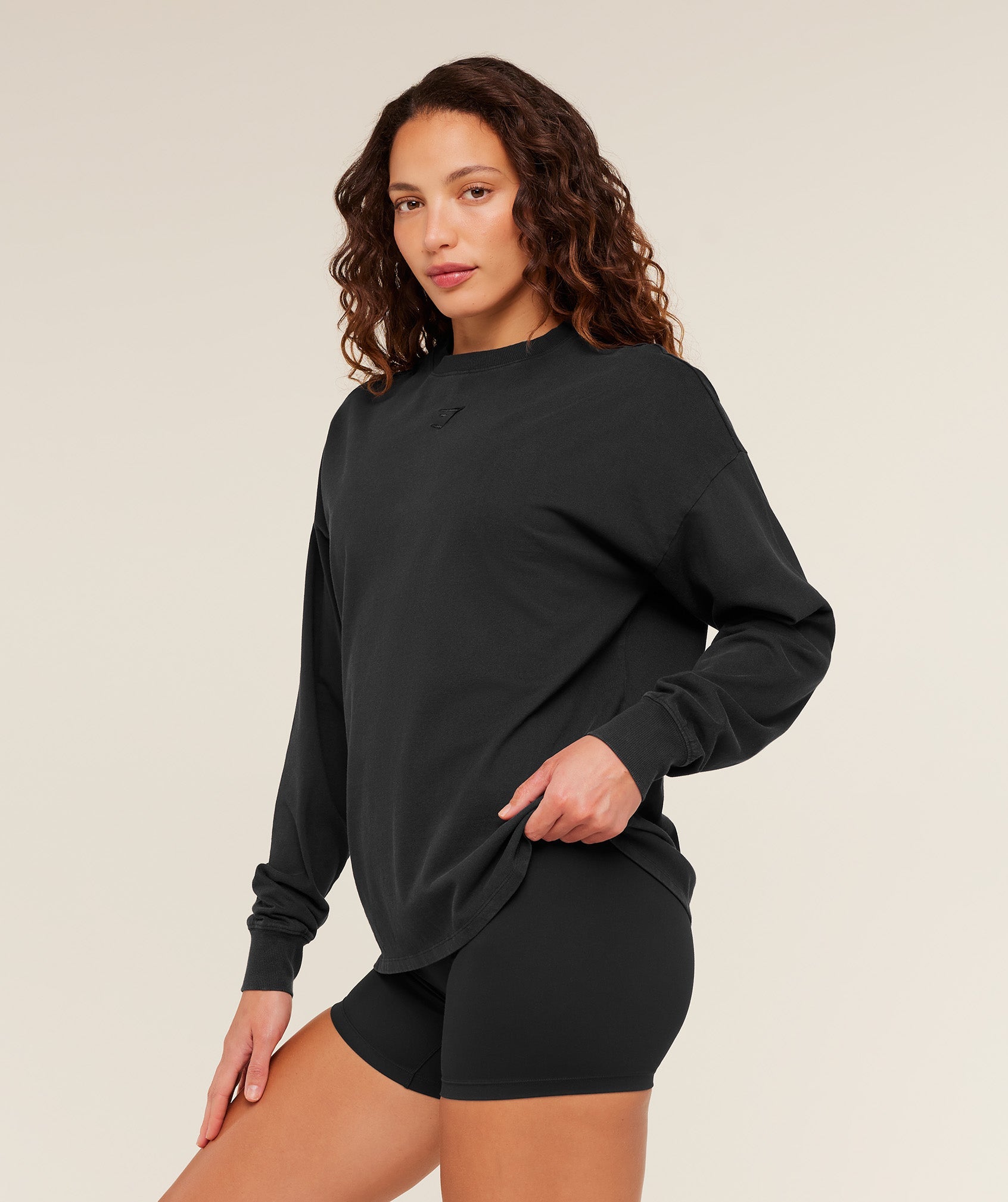 Women's Gymshark Power Washed Long Sleeve Top Black