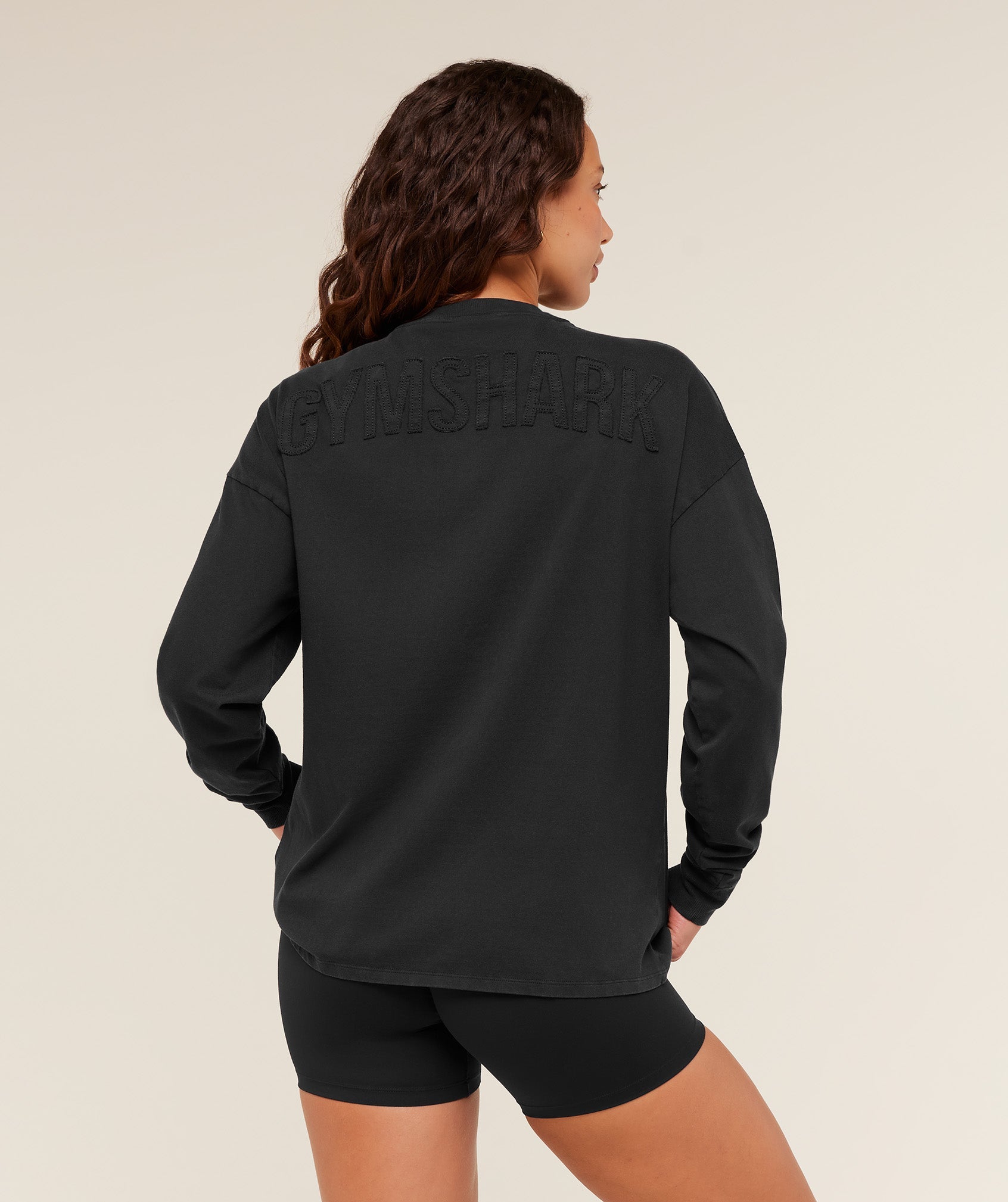 Women's Gymshark Power Washed Long Sleeve Top Black
