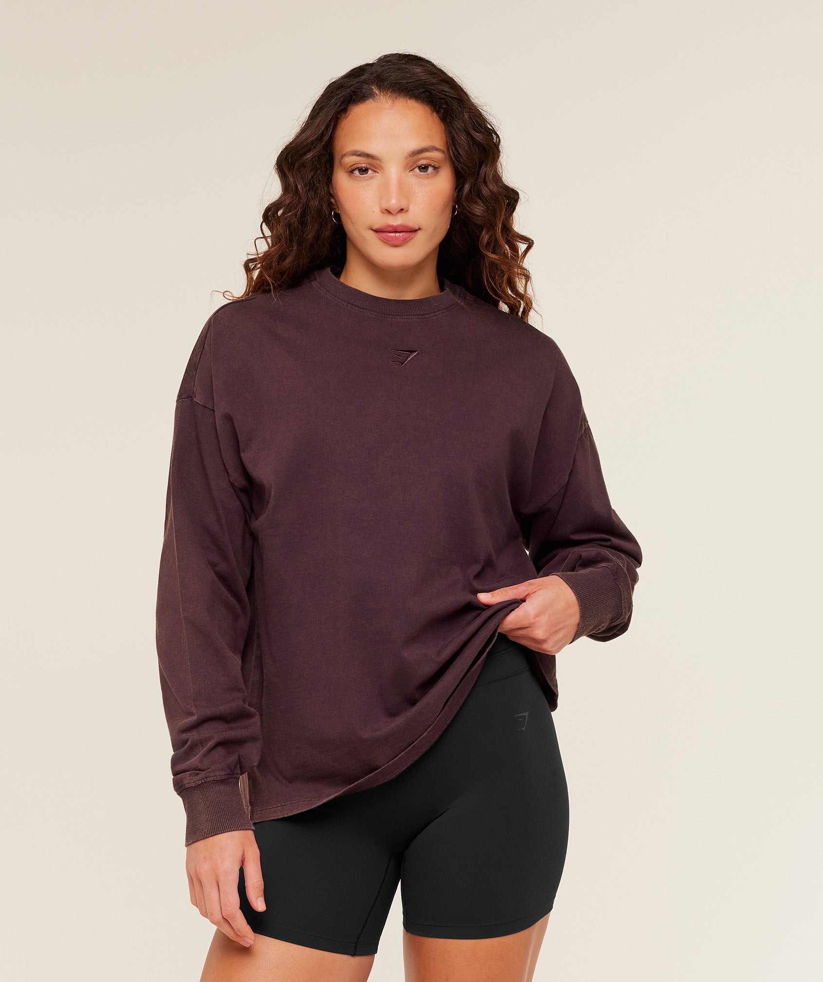 Women's Gymshark Power Washed Long Sleeve Top Cherry Purple