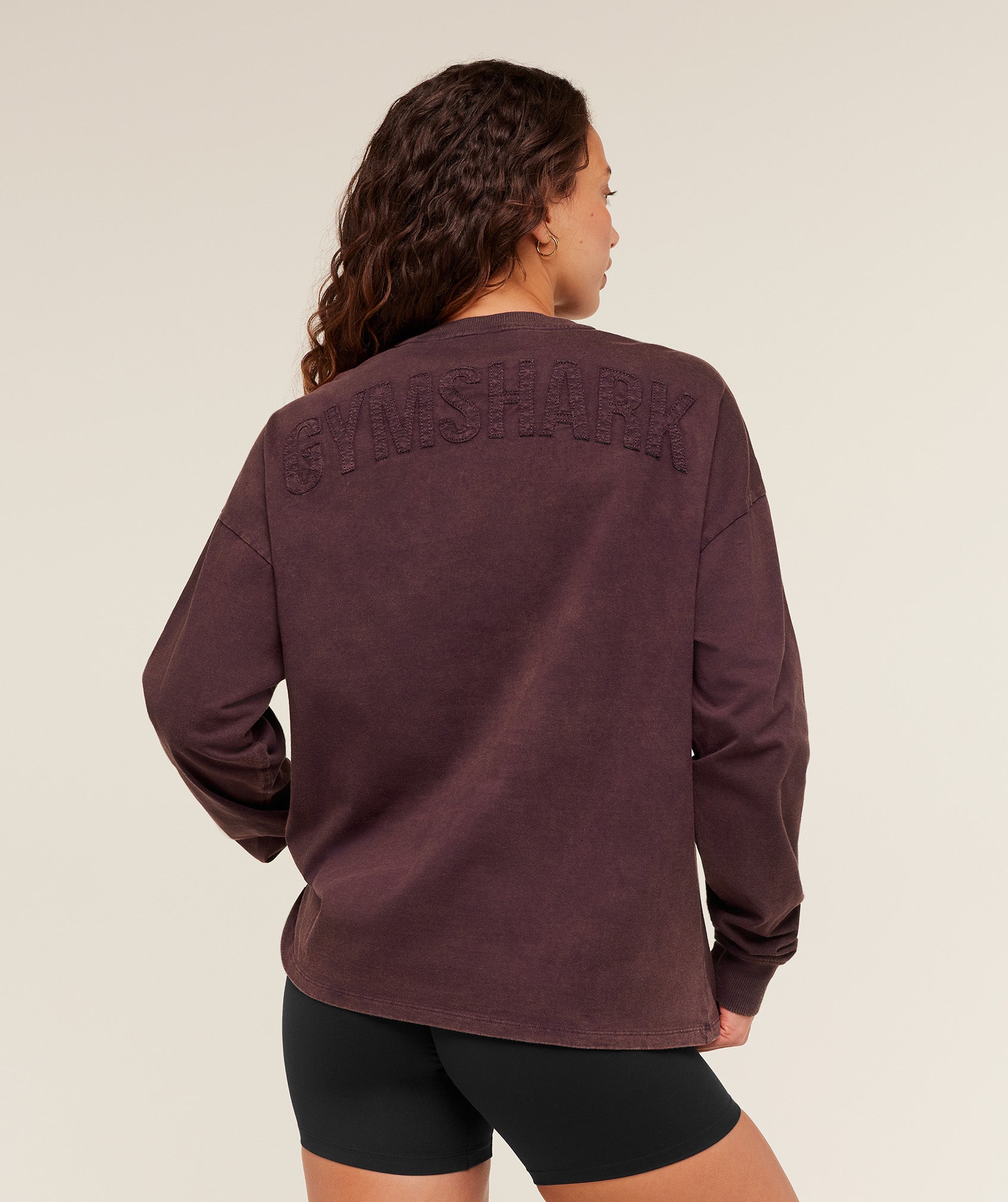 Women's Gymshark Power Washed Long Sleeve Top Cherry Purple