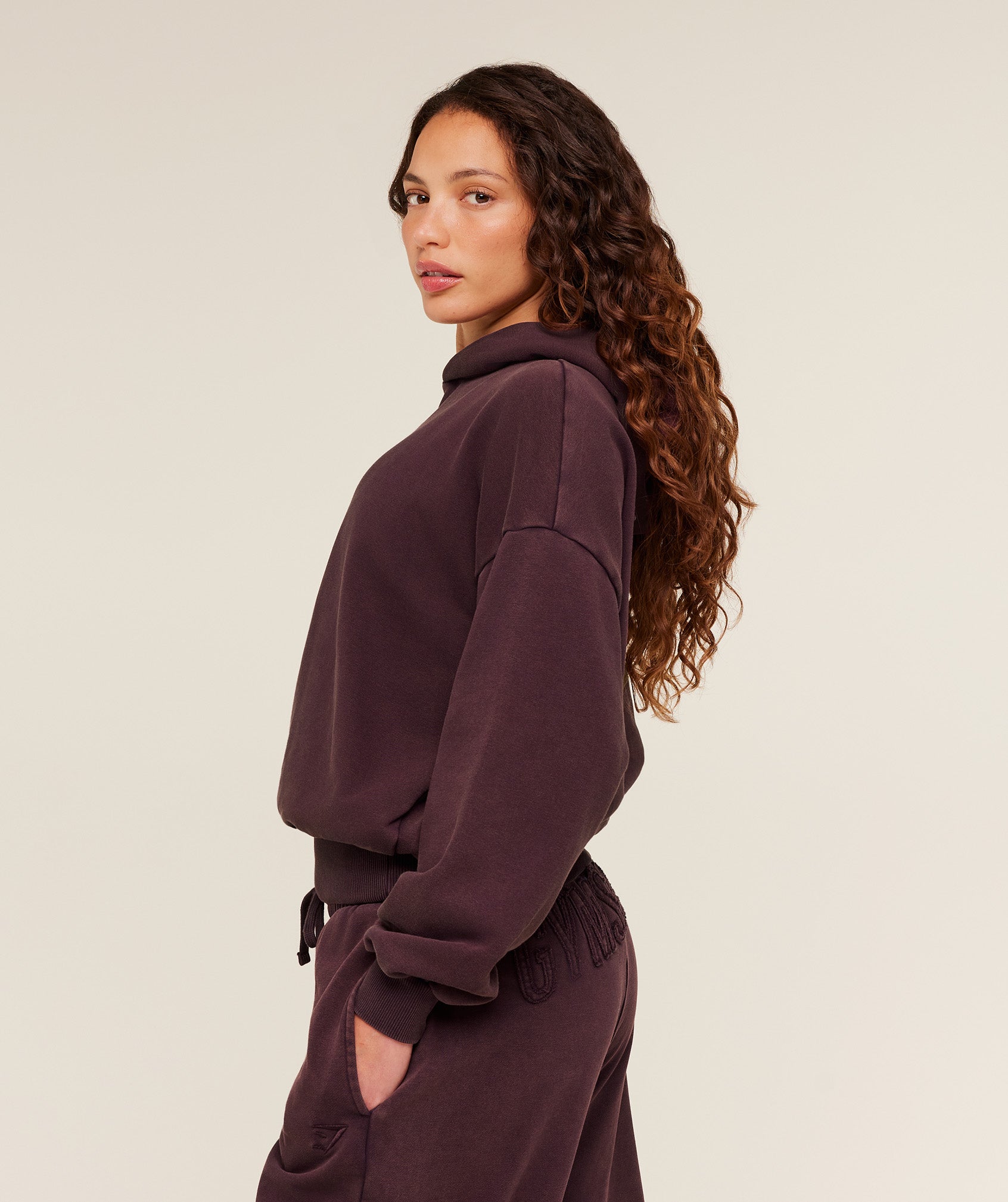 Women's Gymshark Power Washed Oversized Hoodie Cherry Purple