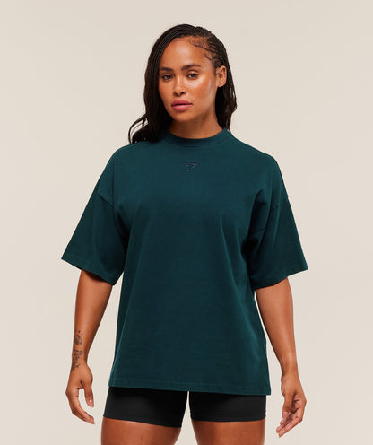 Women's Gymshark Power Washed Oversized T-Shirt Deep Petrol Blue