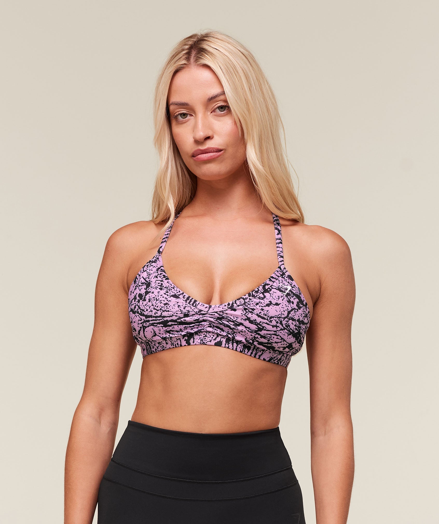 Women's Gymshark Printed Minimal Sports Bra Sour Pink