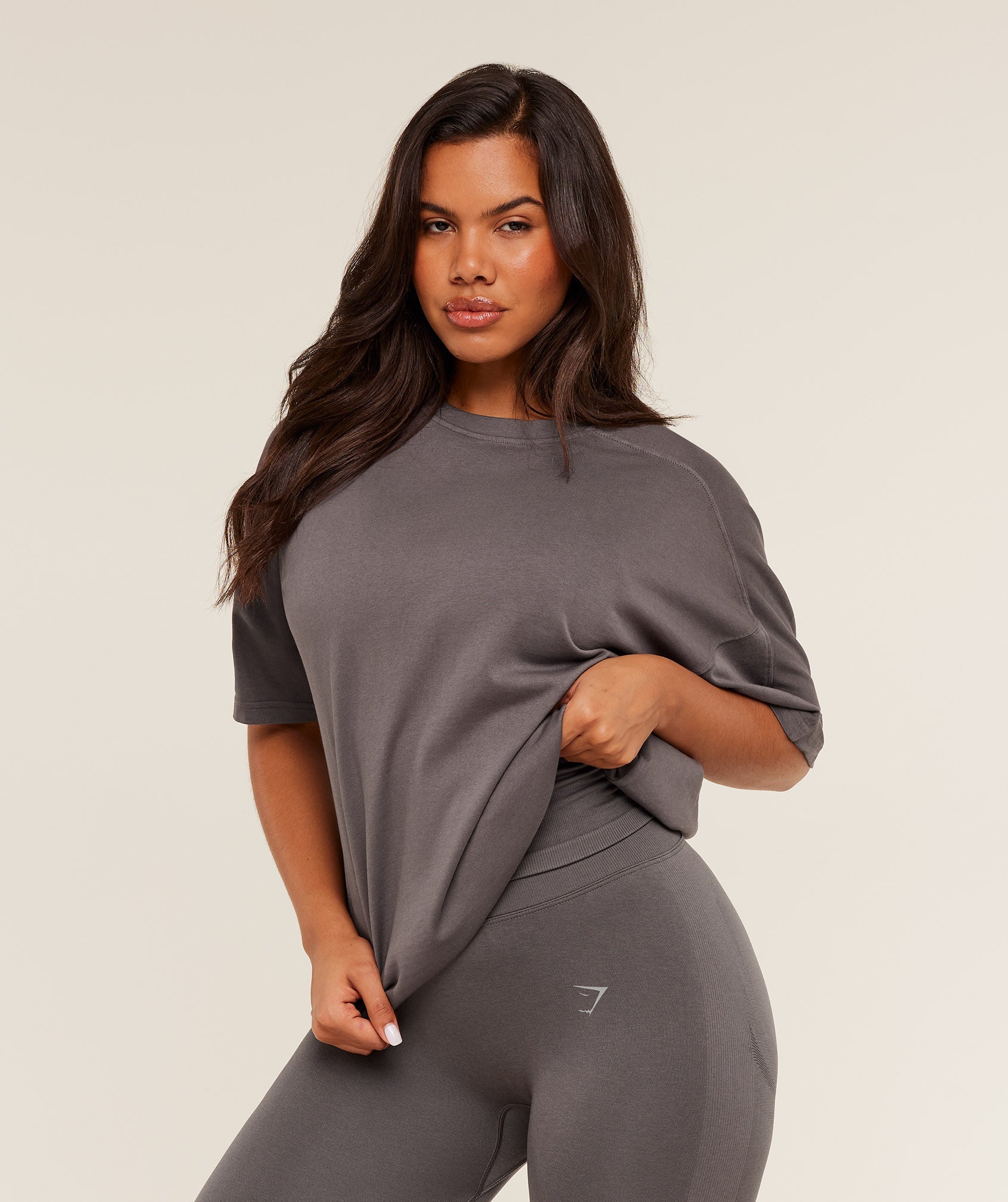 Women's Gymshark Pump Cover Structured Fleece Top Gs Cool Brown