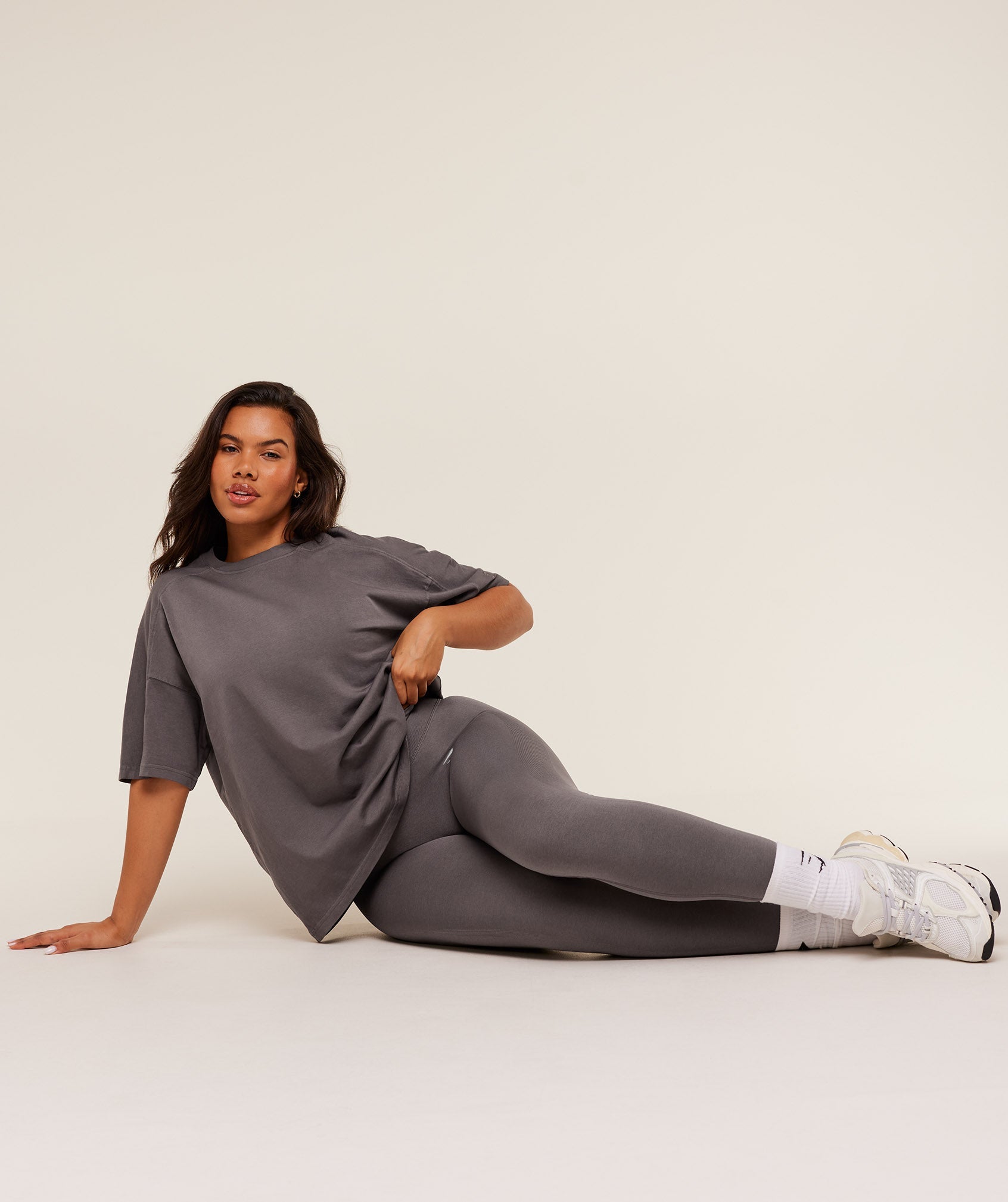 Women's Gymshark Pump Cover Structured Fleece Top Gs Cool Brown