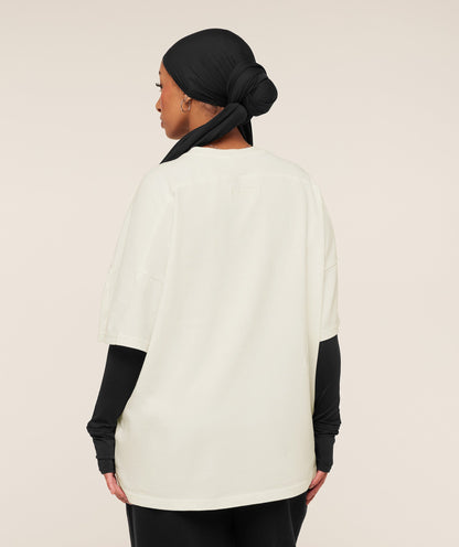 Women's Gymshark Pump Cover Structured Fleece Top Soft White