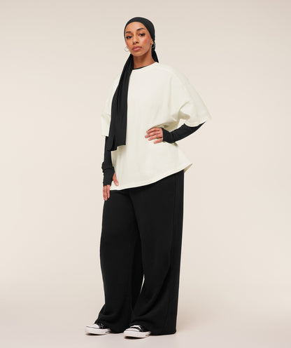 Women's Gymshark Pump Cover Structured Fleece Top Soft White