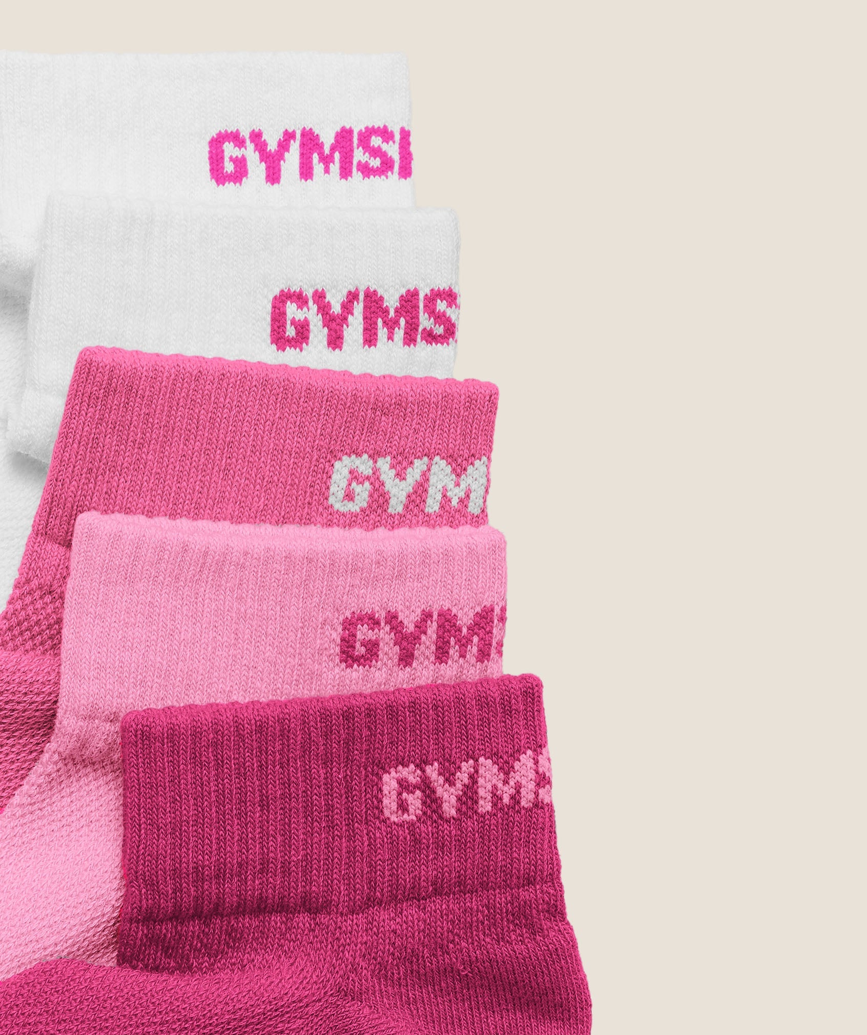 Women's Gymshark Quarter Socks 5Pk Electric Pink
