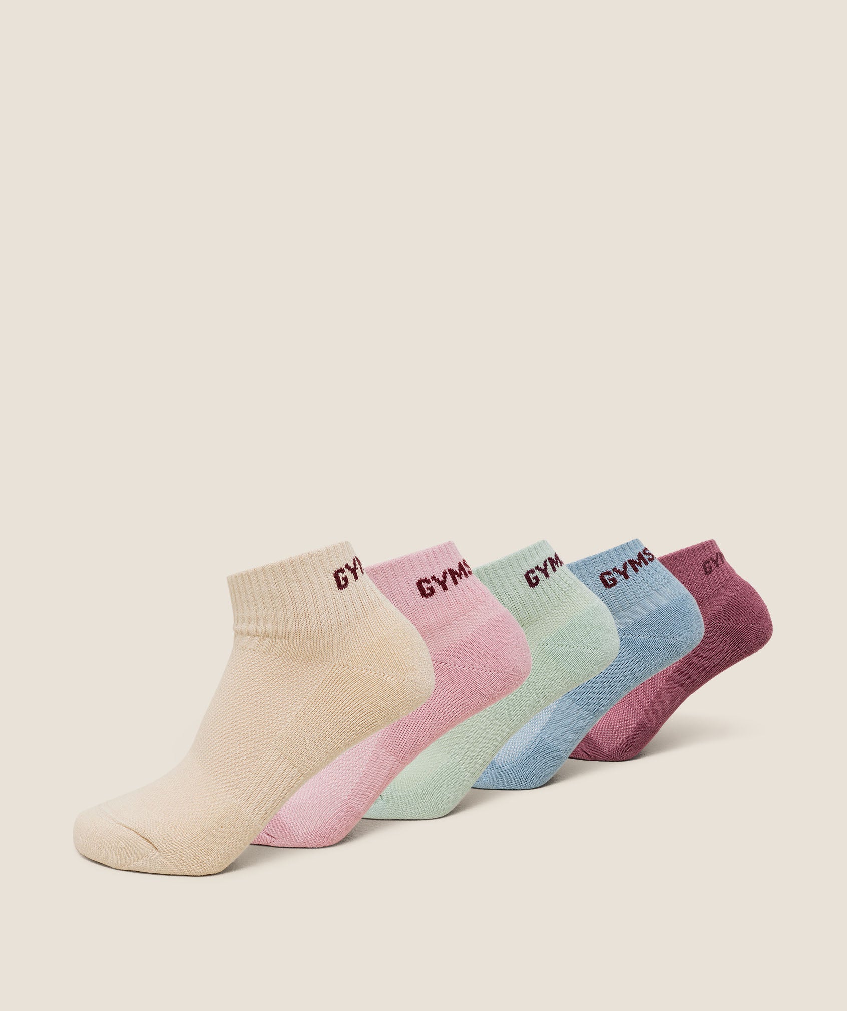 Gymshark Quarter Socks 5Pk Reset Pink