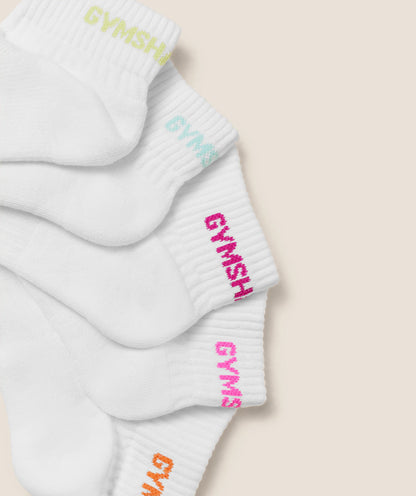 Women's Gymshark Quarter Socks 5Pk White