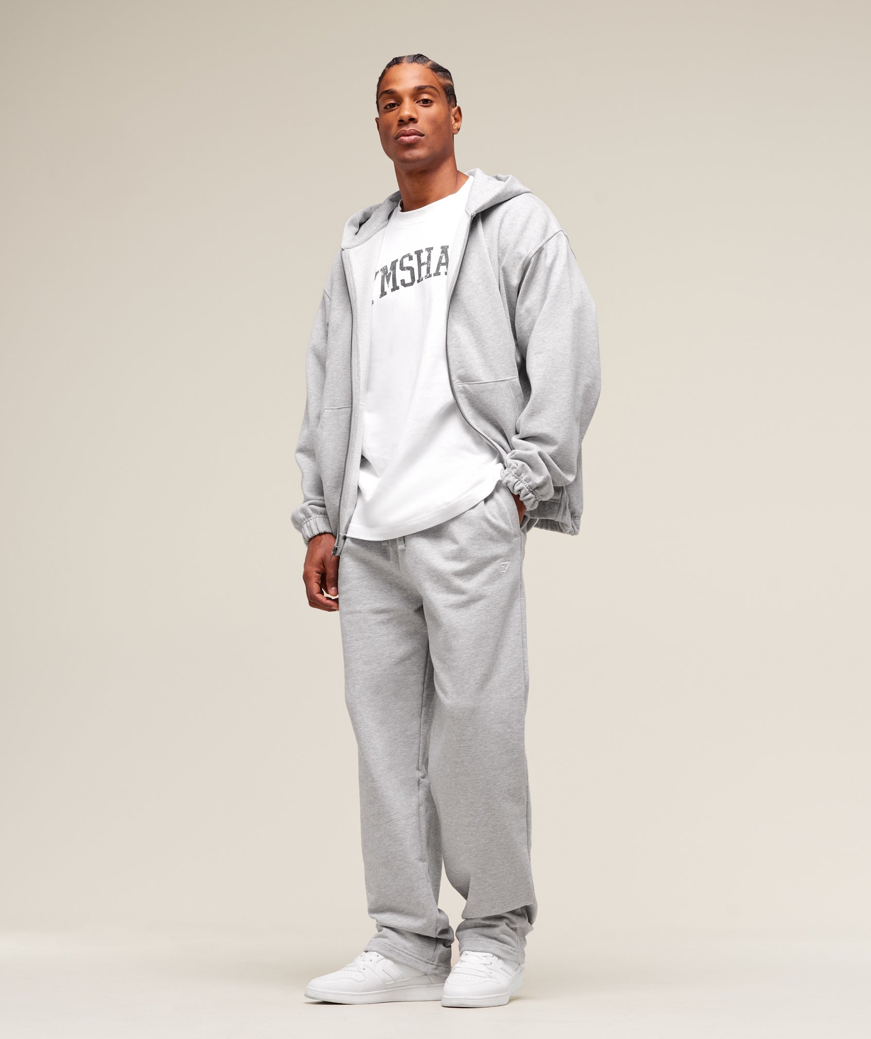 Gymshark Rest Day Essentials Straight Leg Joggers Light Grey Marl