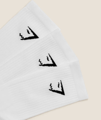 Women's Gymshark Crew Socks 3Pk Gs White