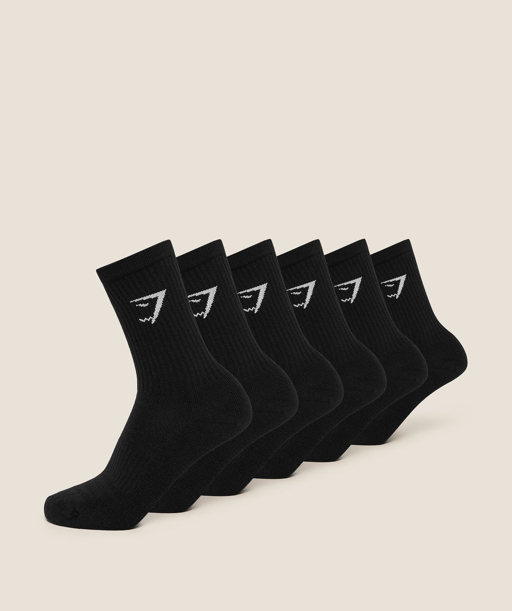 Women's Gymshark Crew Socks 6Pk Gs Black