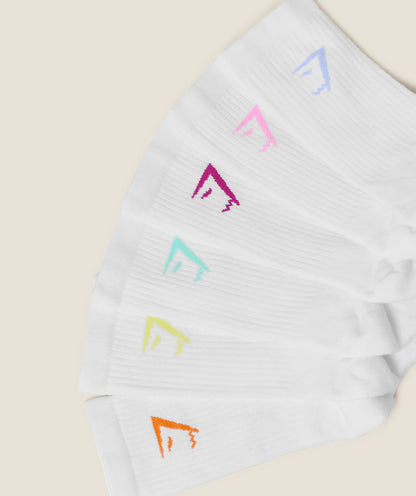 Gymshark Crew Socks 6Pk White