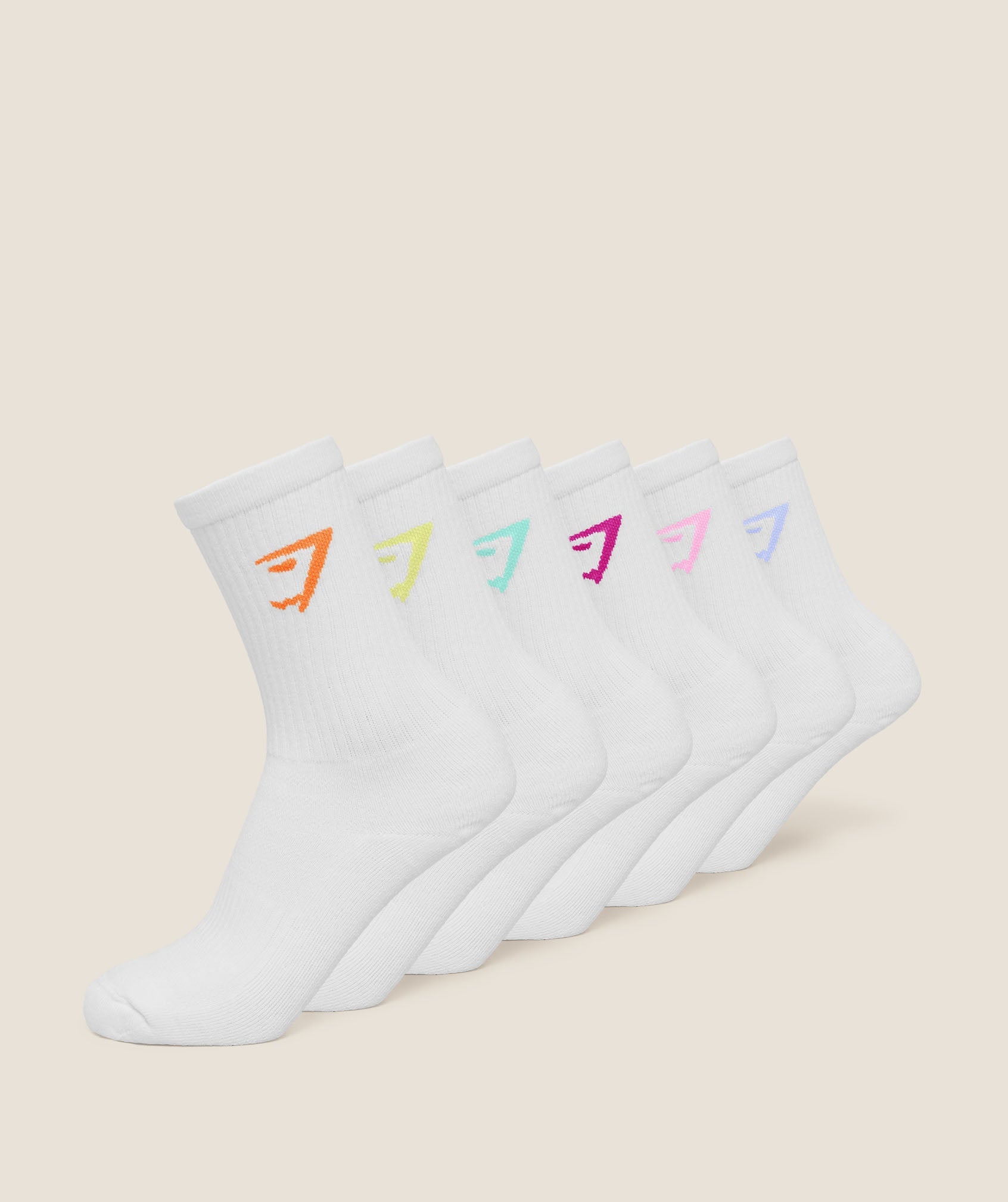 Gymshark Crew Socks 6Pk White