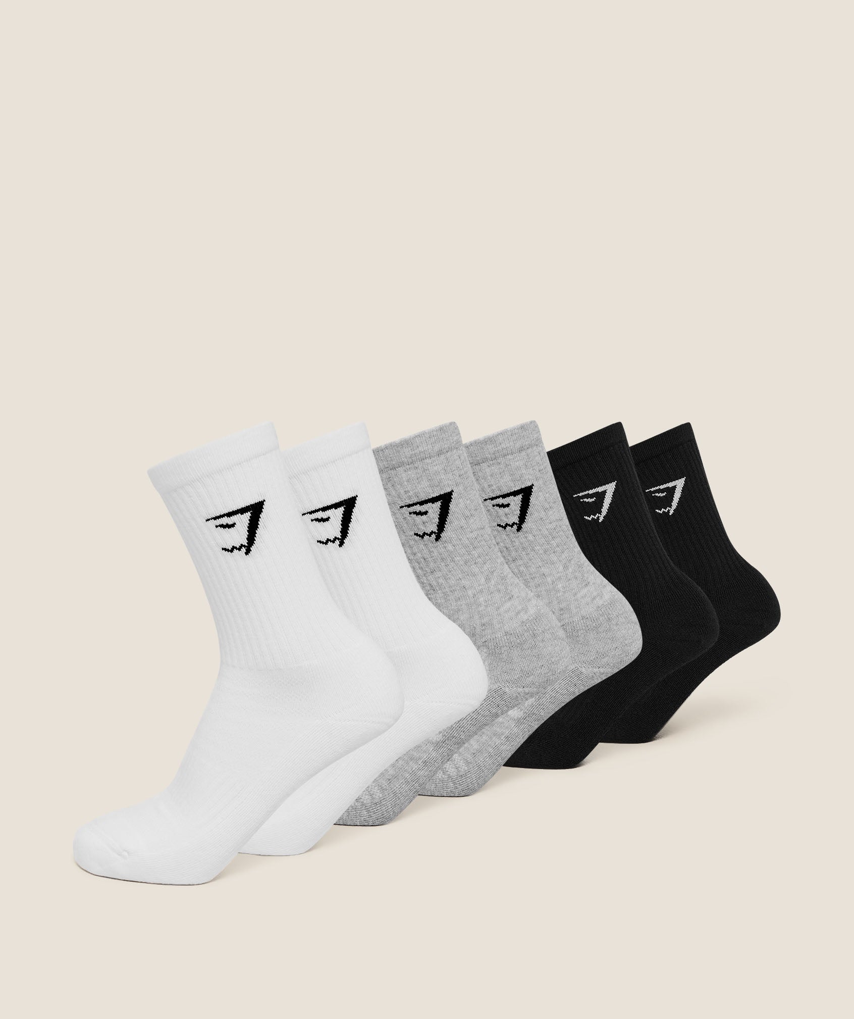 Women's Gymshark Crew Socks 6Pk White