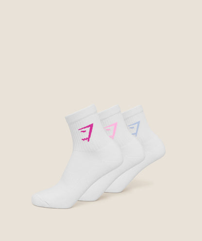 Women's Gymshark Midi Socks 3Pk White
