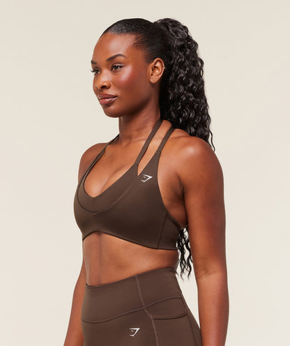 Women's Gymshark Reps T Back Sports Bra Archive Brown