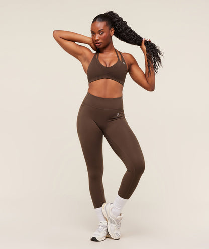 Women's Gymshark Reps T Back Sports Bra Archive Brown