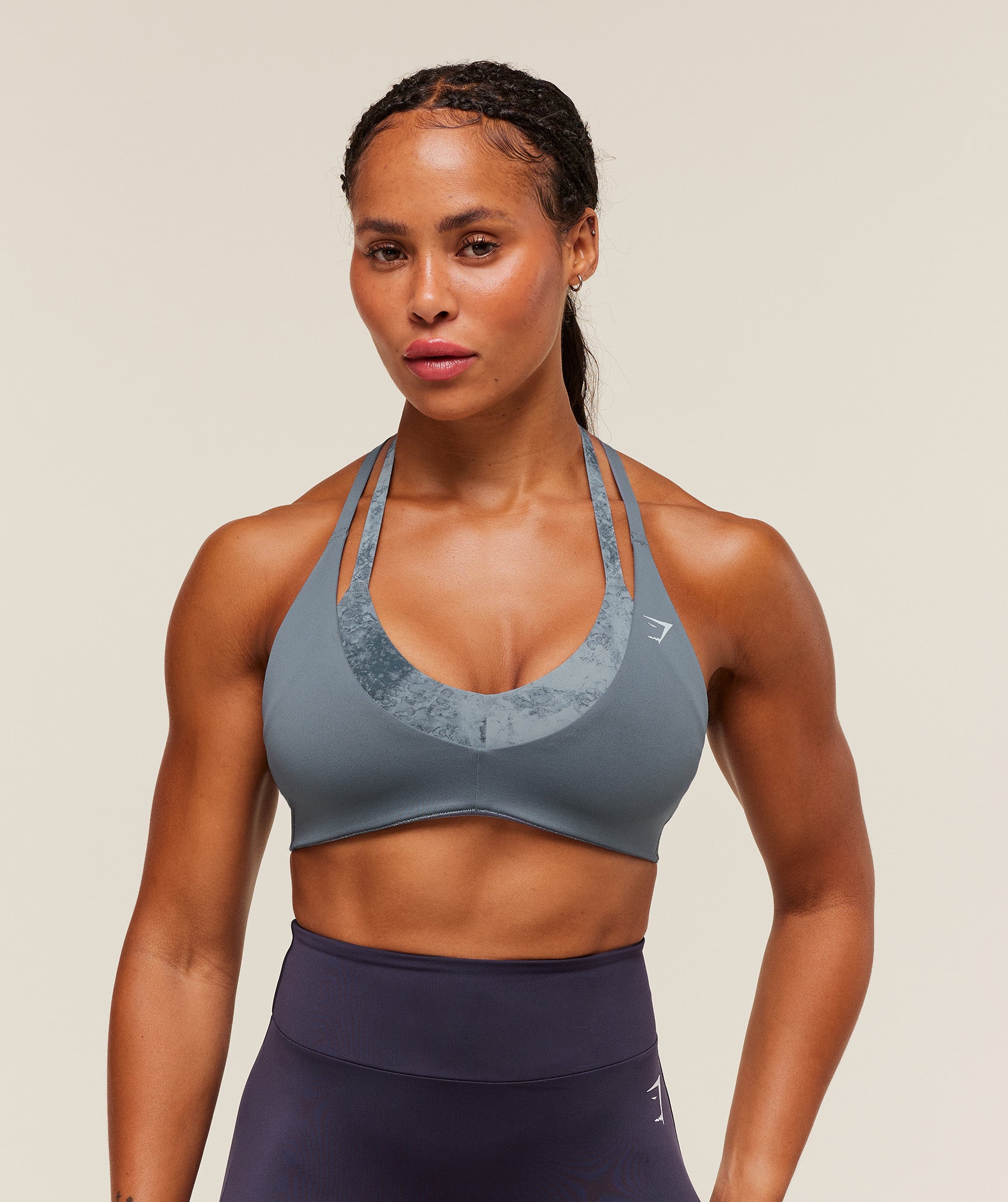 Women's Gymshark Reps T Back Sports Bra Iron Blue
